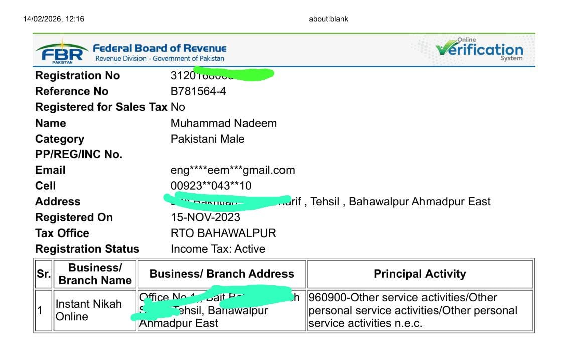 Government Registered & FBR Verified Online Nikah Service