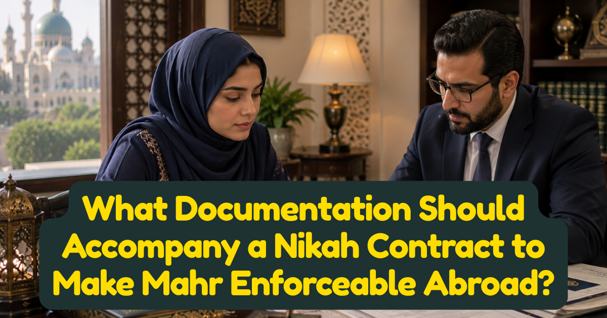 What Documentation Should Accompany a Nikah Contract to Make Mahr Enforceable Abroad?