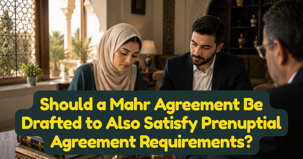 Should a Mahr Agreement Be Drafted to Also Satisfy Prenuptial Agreement Requirements?