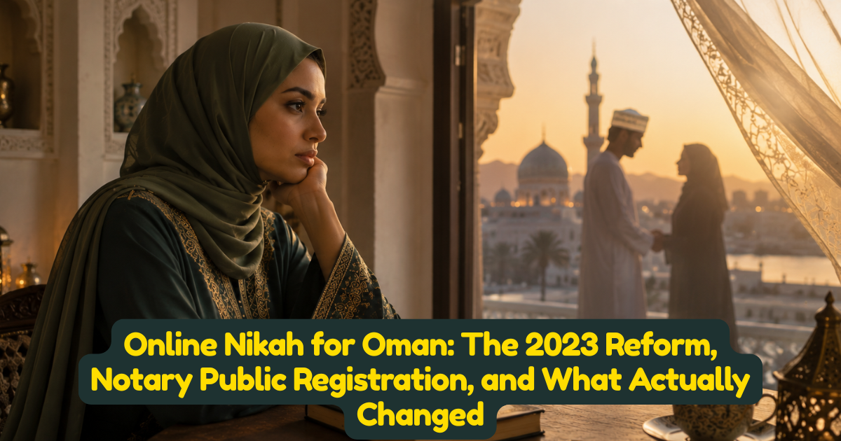 Online Nikah for Oman: The 2023 Reform, Notary Public Registration, and What Actually Changed