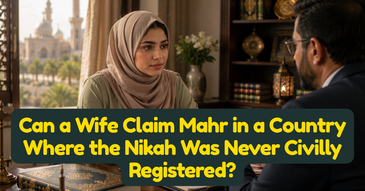 Can a Wife Claim Mahr in a Country Where the Nikah Was Never Civilly Registered?