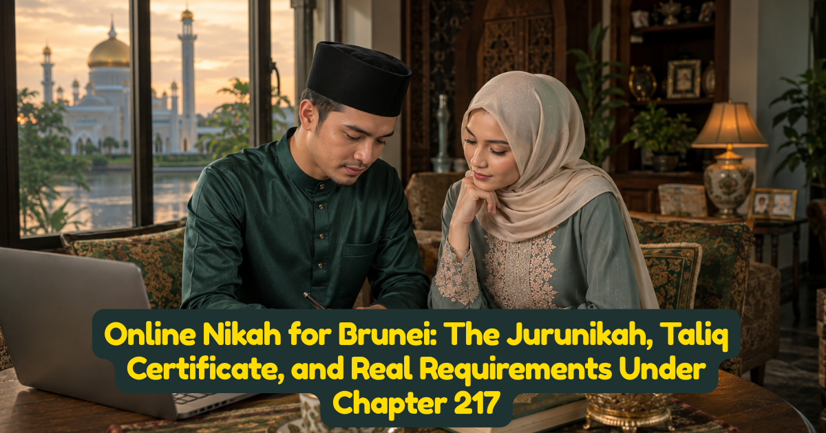 Online Nikah for Brunei: The Jurunikah, Taliq Certificate, and Real Requirements Under Chapter 217