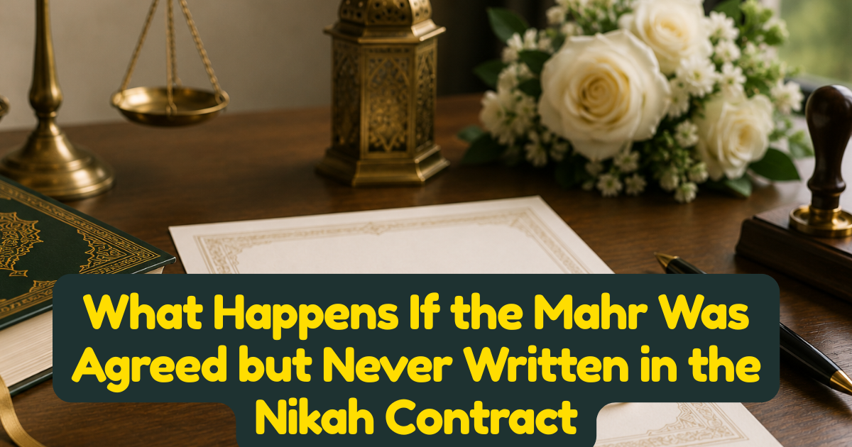 What Happens If the Mahr Was Agreed but Never Written in the Nikah Contract — Islamic Ruling and Practical Consequences