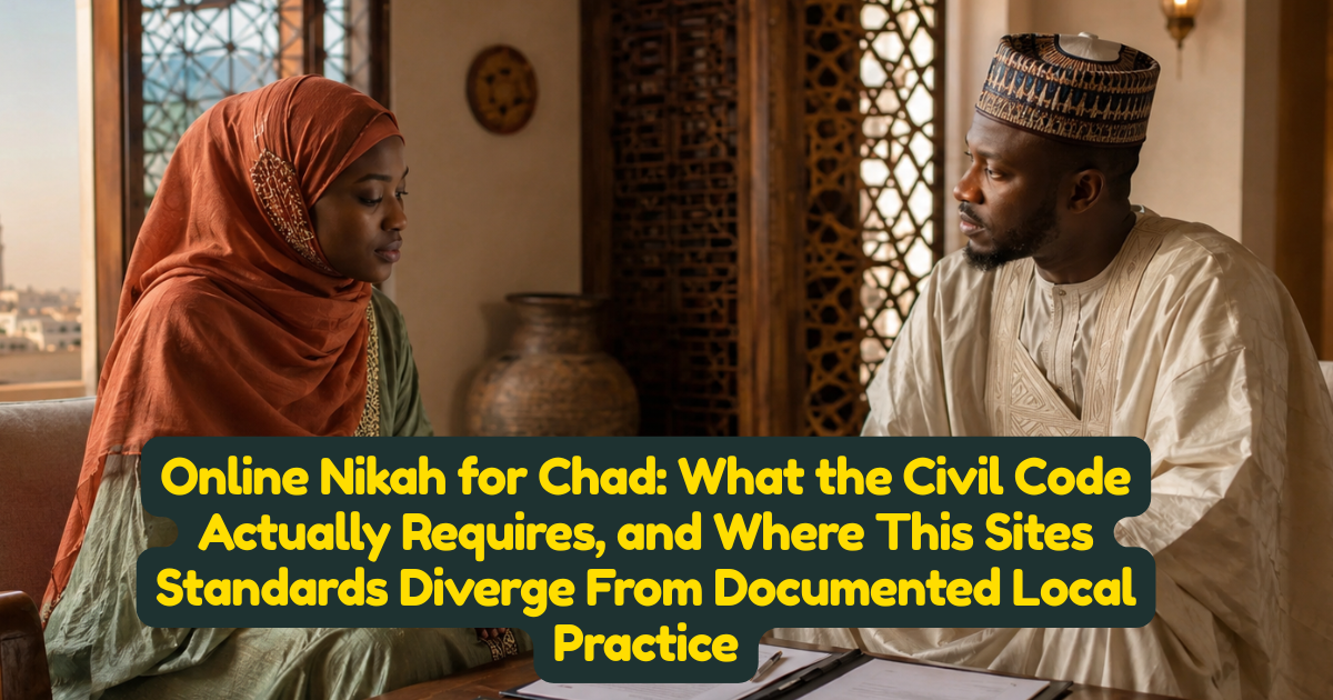 Online Nikah for Chad: What the Civil Code Actually Requires, and Where This Sites Standards Diverge From Documented Local Practice