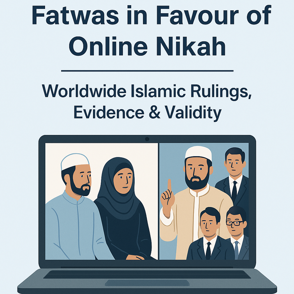 Online Nikah being performed on video call with Islamic scholar and witnesses